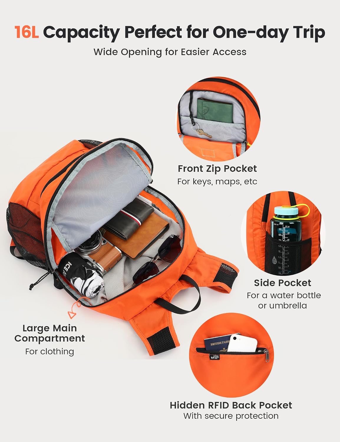 Detalle 2 de SKYSPER ISHELL16 Mochila plegable 16L