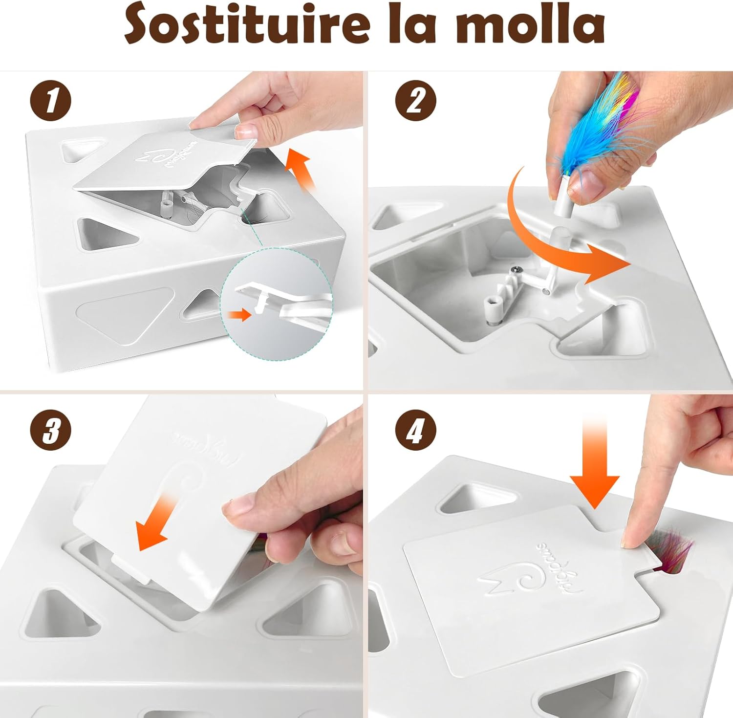Detalle de Migipaws Giocattolo per gatti: giocattolo interattivo automatico con 7 fori a forma di topolino