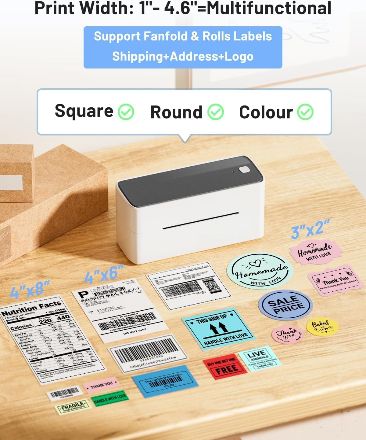 Detalle 1 de Phomemo PM241BT thermische labelprinter met Bluetooth en USB