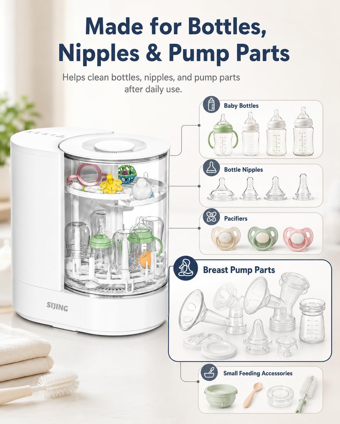 Detalle 2 de SIJING Baby Bottle Washer with Glass Chamber
