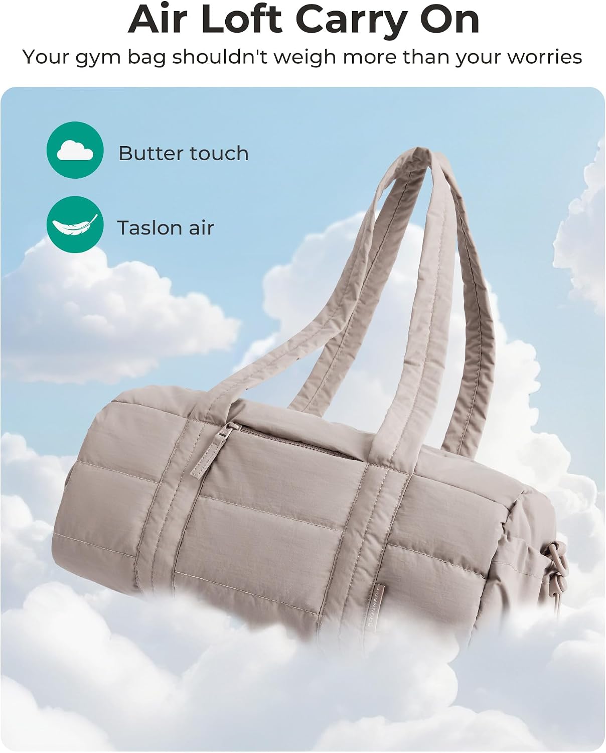 Detalle 2 de bagsmart Reiki Sporttasche für Damen – Yogamatten-Reisetasche mit Nass- und Trockenfach, 18 l, Sandbraun