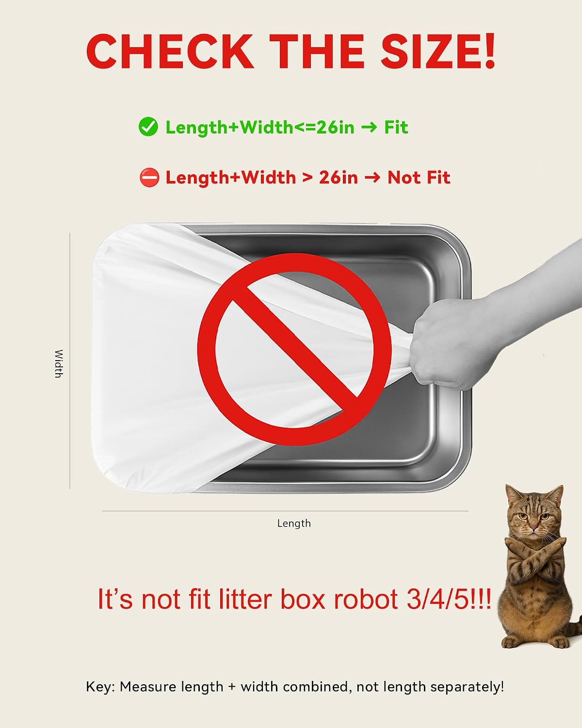 Detalle de KropBom 150-Count Cat Litter Box Bags, Drawstring, Pre-Separated, 26 x 11.8 Inches