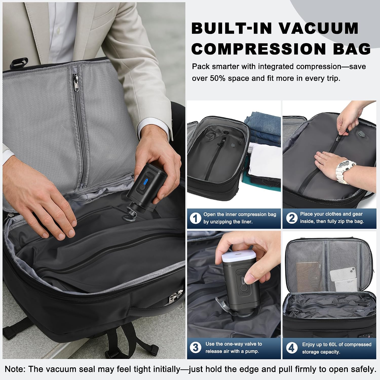 Thumbnail 5 de Vacuum Backpack Travel Expandable Carry-On Backpack