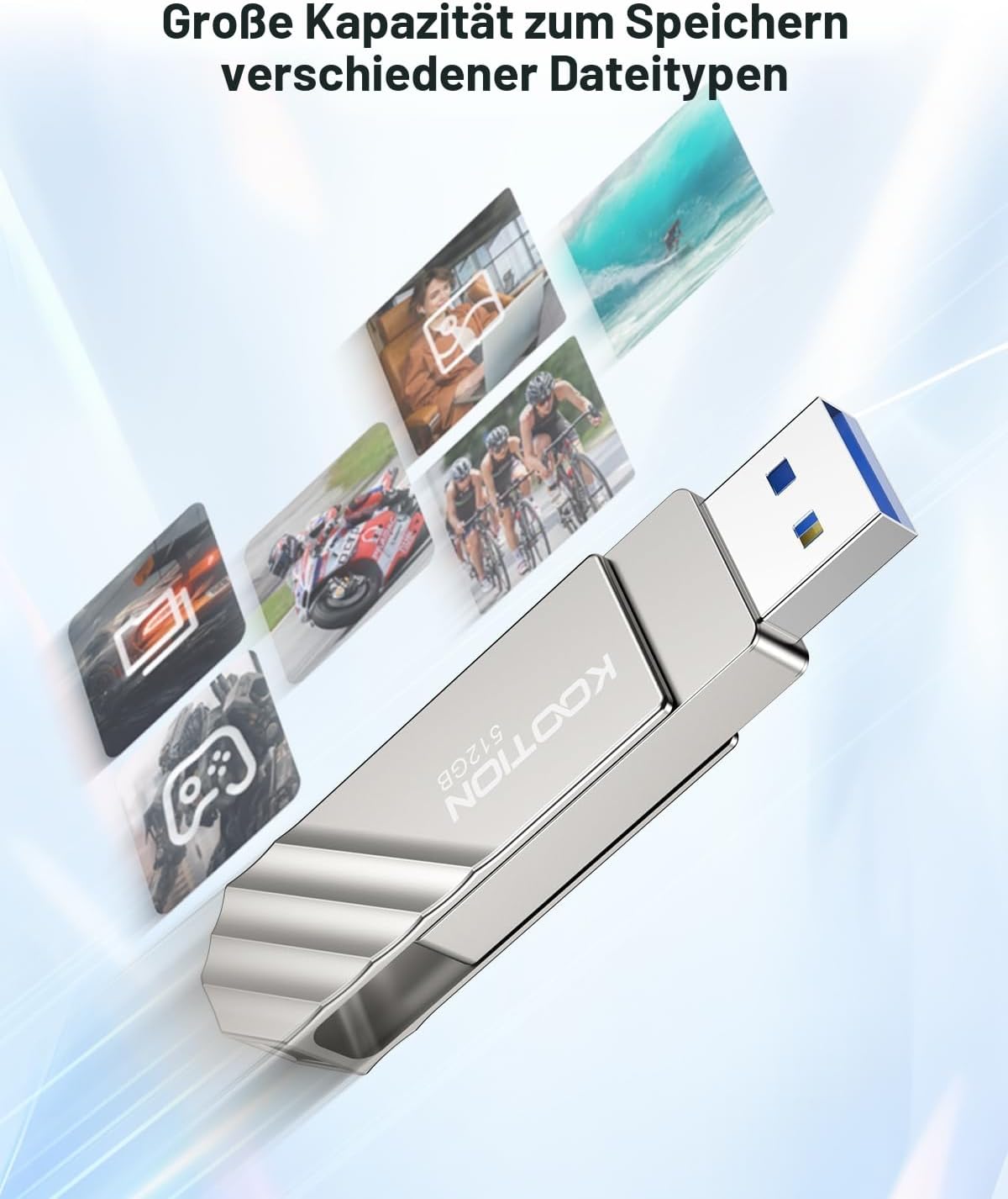 Detalle 2 de KOOTION USB Stick 512GB USB-C Stick USB 3.2 Gen 2 – Dual USB-C/USB-A Flash Drive