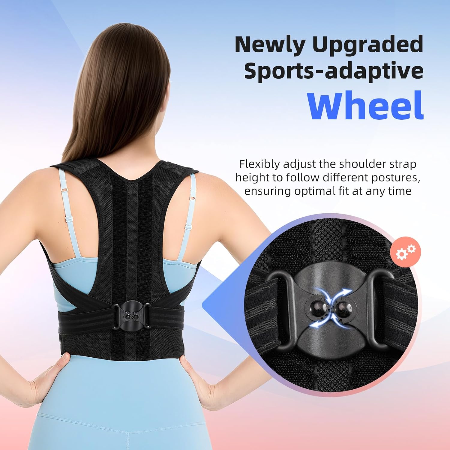 Detalle de babaka AP1 Posture Corrector, Medium Black Adjustable Back Brace