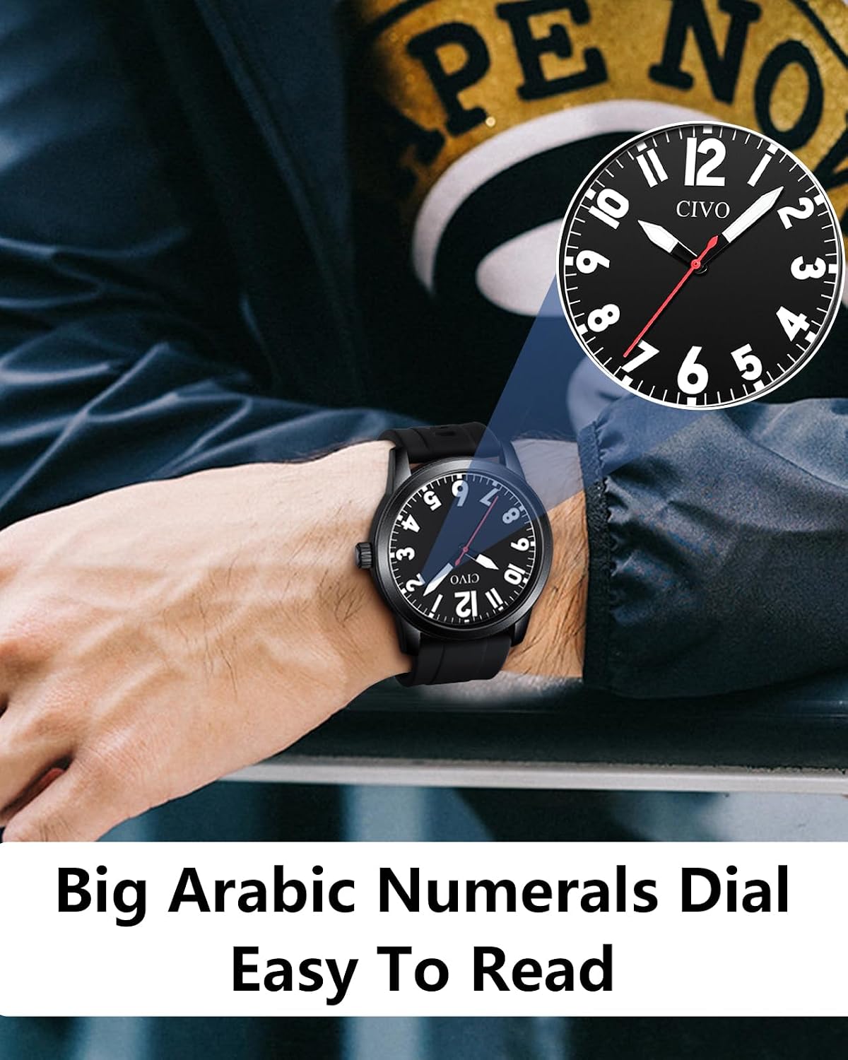 Thumbnail 1 de CIVO Herren Analog-Uhr wasserdicht mit großen Zahlen – leicht ablesbar