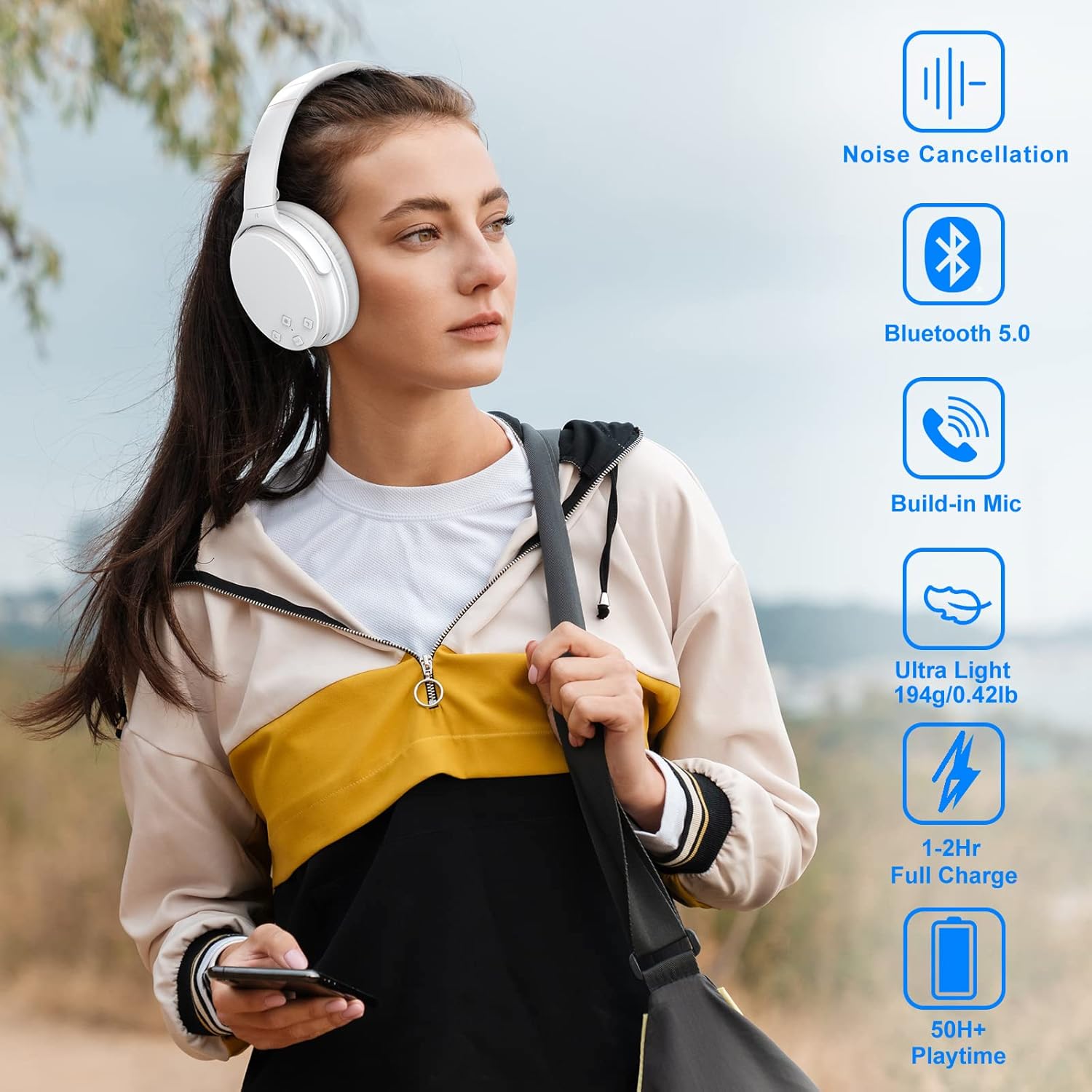 Thumbnail 2 de Srhythm NC35 wireless noise cancelling over-ear headphones (Bluetooth 5.0) with mic, foldable design and up to 50+ hours playtime