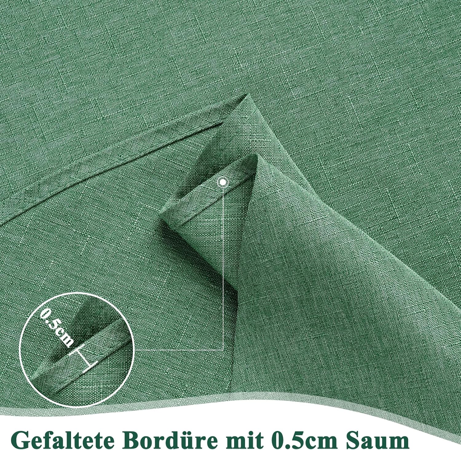 Detalle 2 de AooHome Tischdecke abwaschbar Grün (Leinen-Optik) 140x240 cm – wasserabweisend mit Lotuseffekt