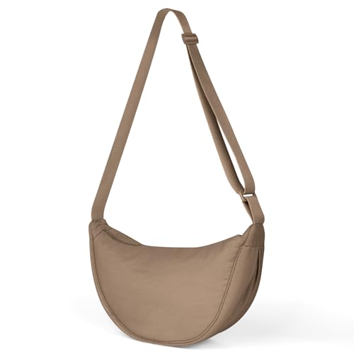Detalle de Aucuu Bolso Bandolera para Mujer – Media Luna, Nylon, Caqui