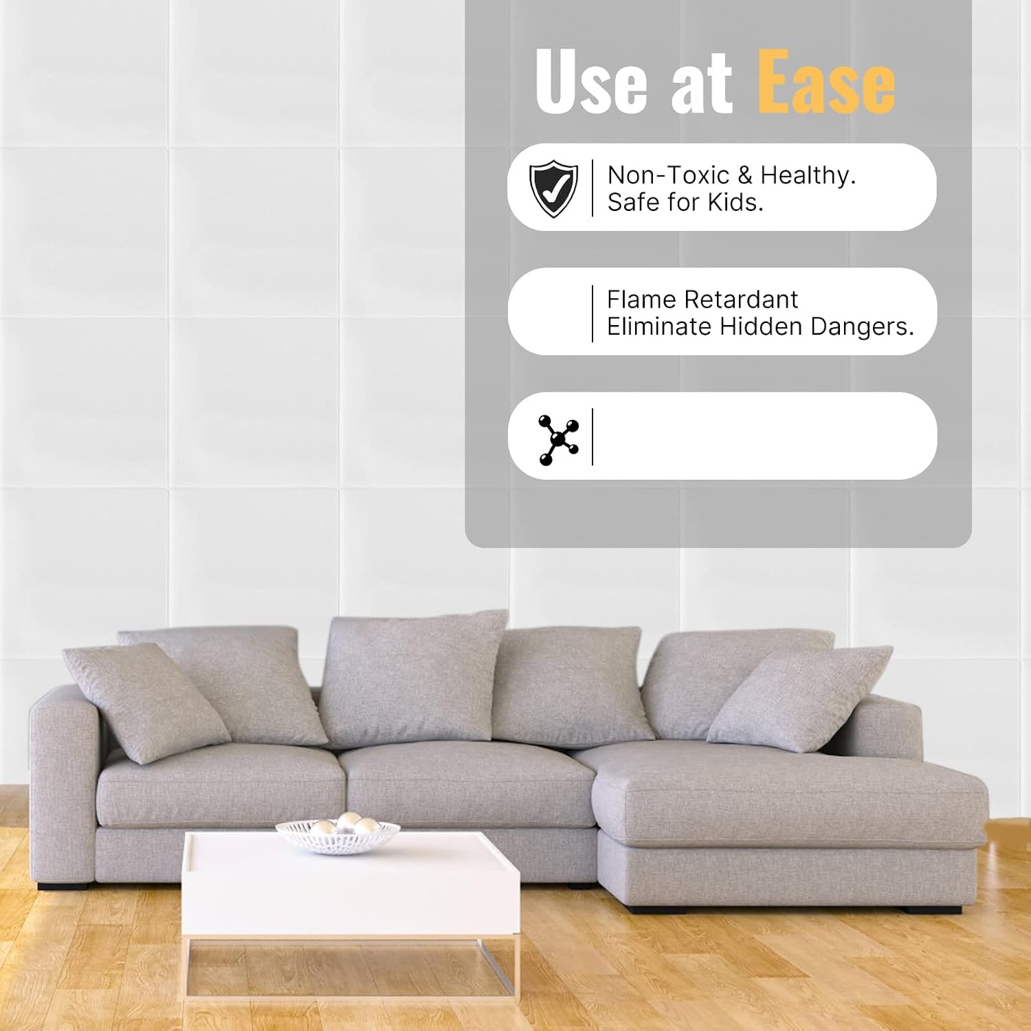 Detalle 2 de 12pcs High-Density Self-Adhesive Acoustic Absorption Panels (30x30x1cm) – White