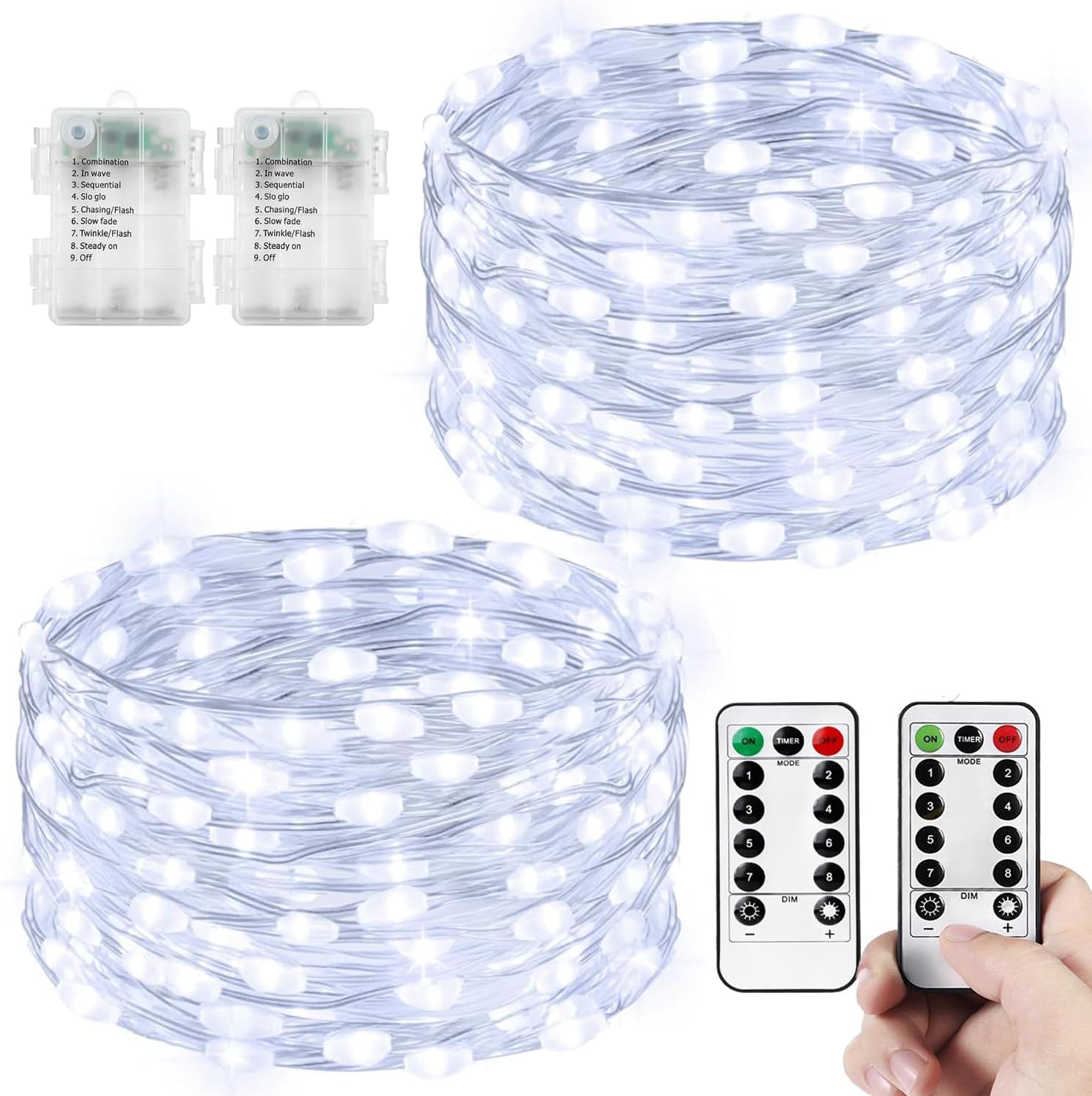 Detalle de LeMorcy Bm24-53-0-1 Fairy Lights, 66 ft, 200 Warm White LEDs, Remote