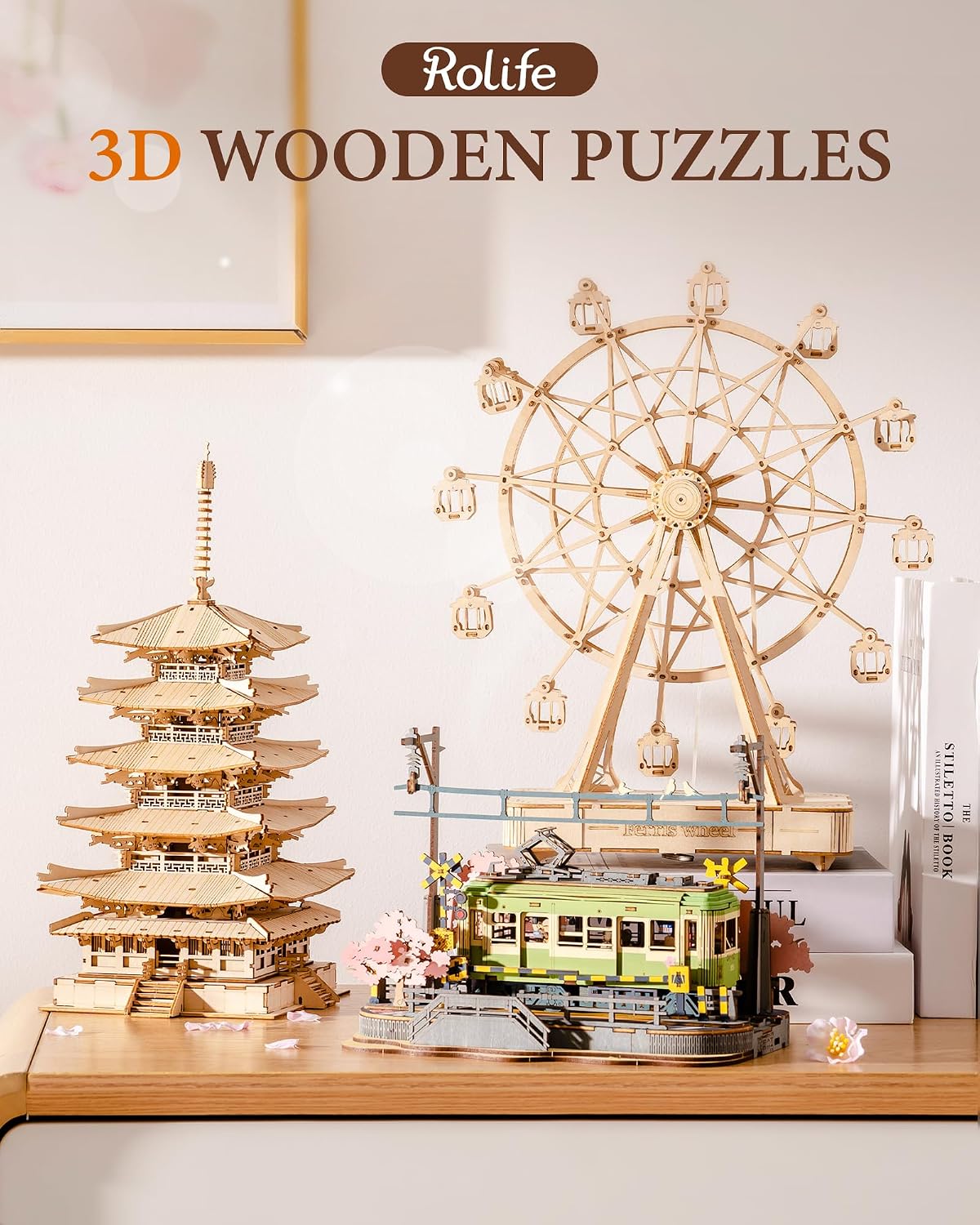 Thumbnail 5 de Rolife Pagode à cinq étages puzzle 3D en bois 🧩