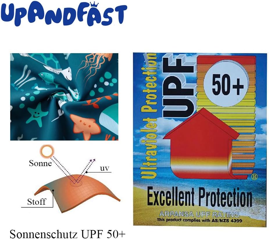 Thumbnail 6 de UPANDFAST Baby-Badeanzug mit Druckknöpfen, UPF50+ – Langarm, UV-Schutz für Jungen und Mädchen