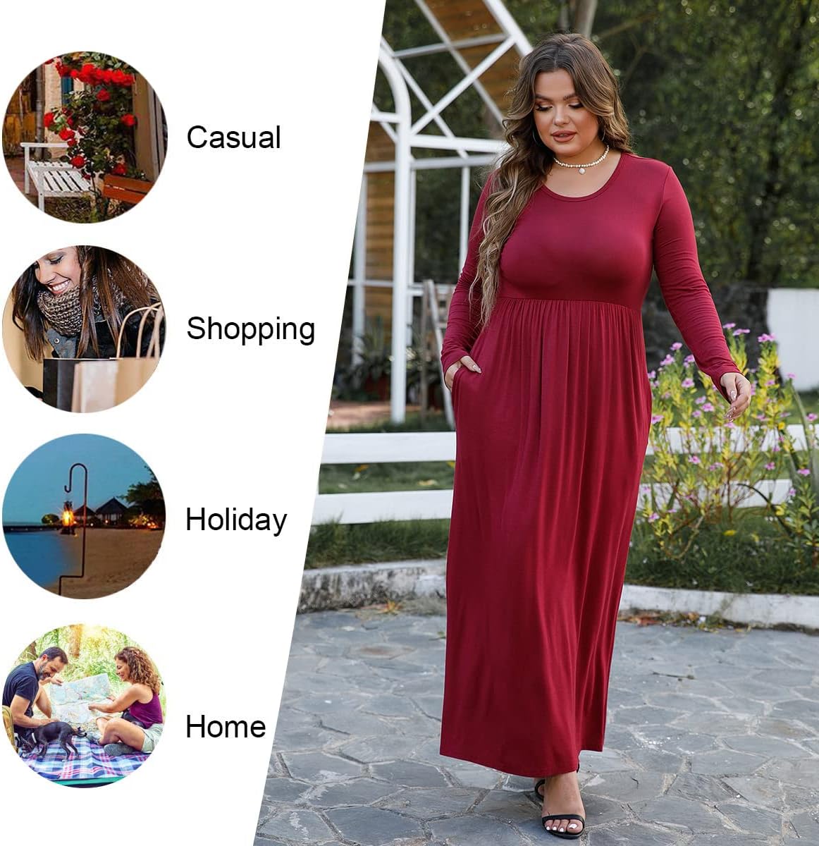 Detalle 1 de LONGYUAN Plus Size Maxi Dress XL-6XL