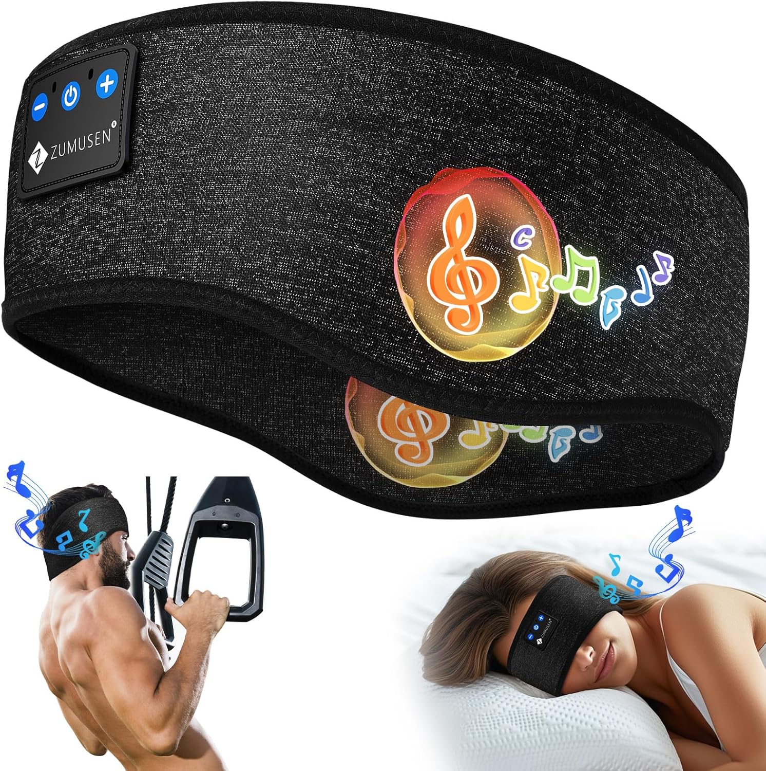 Detalle de ZUMUSEN Sleep Headphones Headband Bluetooth 5.4: 6-in-1 comfort for sleep, sport and everyday use