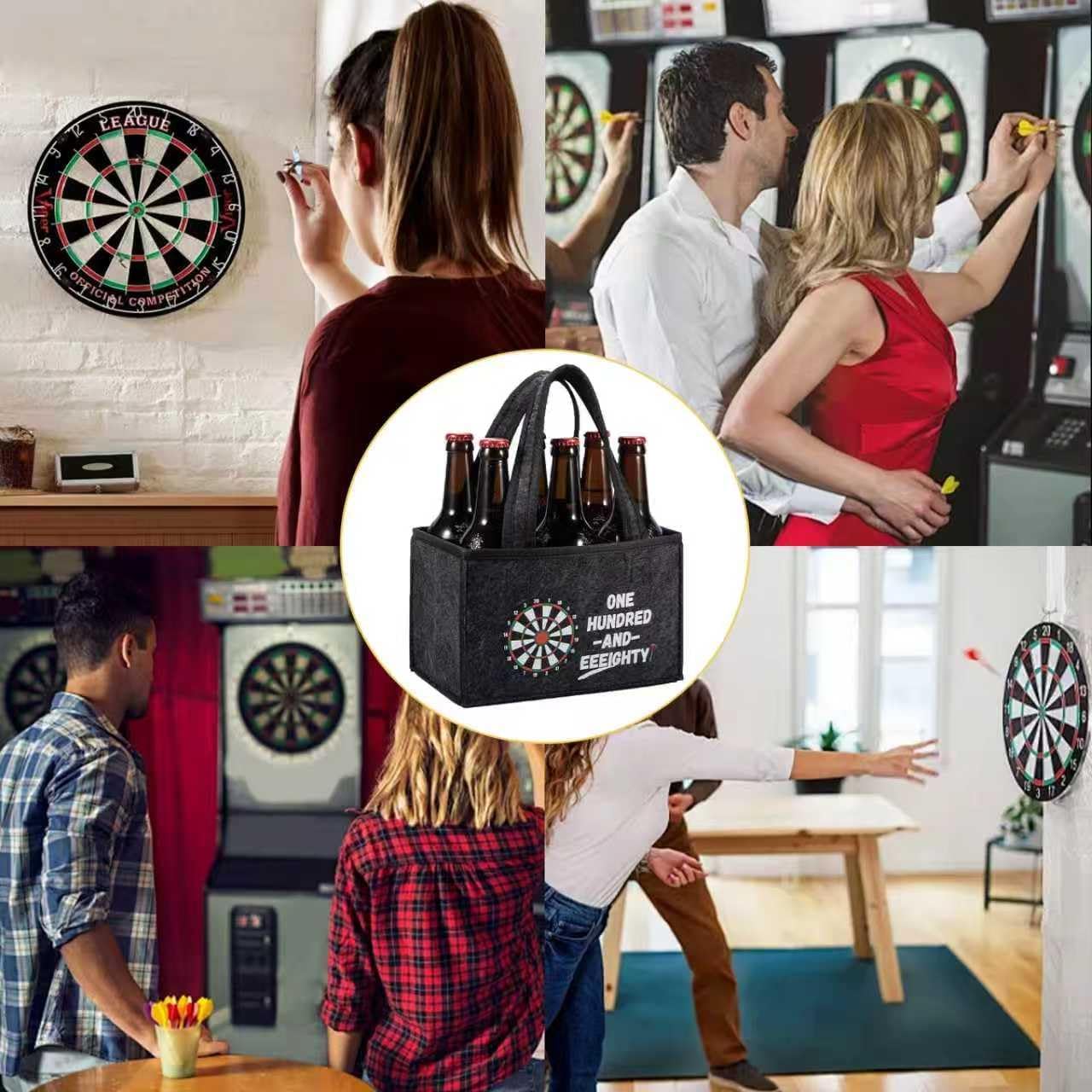 Thumbnail 6 de UV STYLISH “WOO 180!” Reusable Felt Beer Carrier Bag for Darts Fans (holds 6 bottles)
