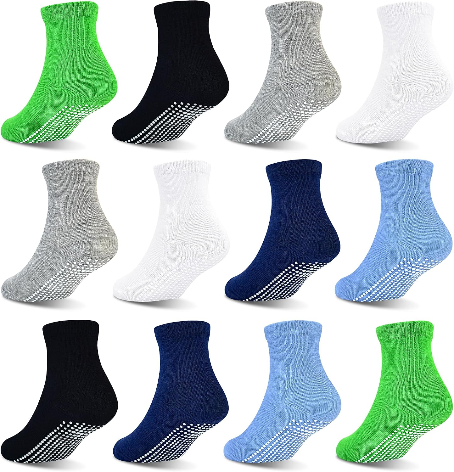 Non slip toddler socks 12 pairs, grip socks