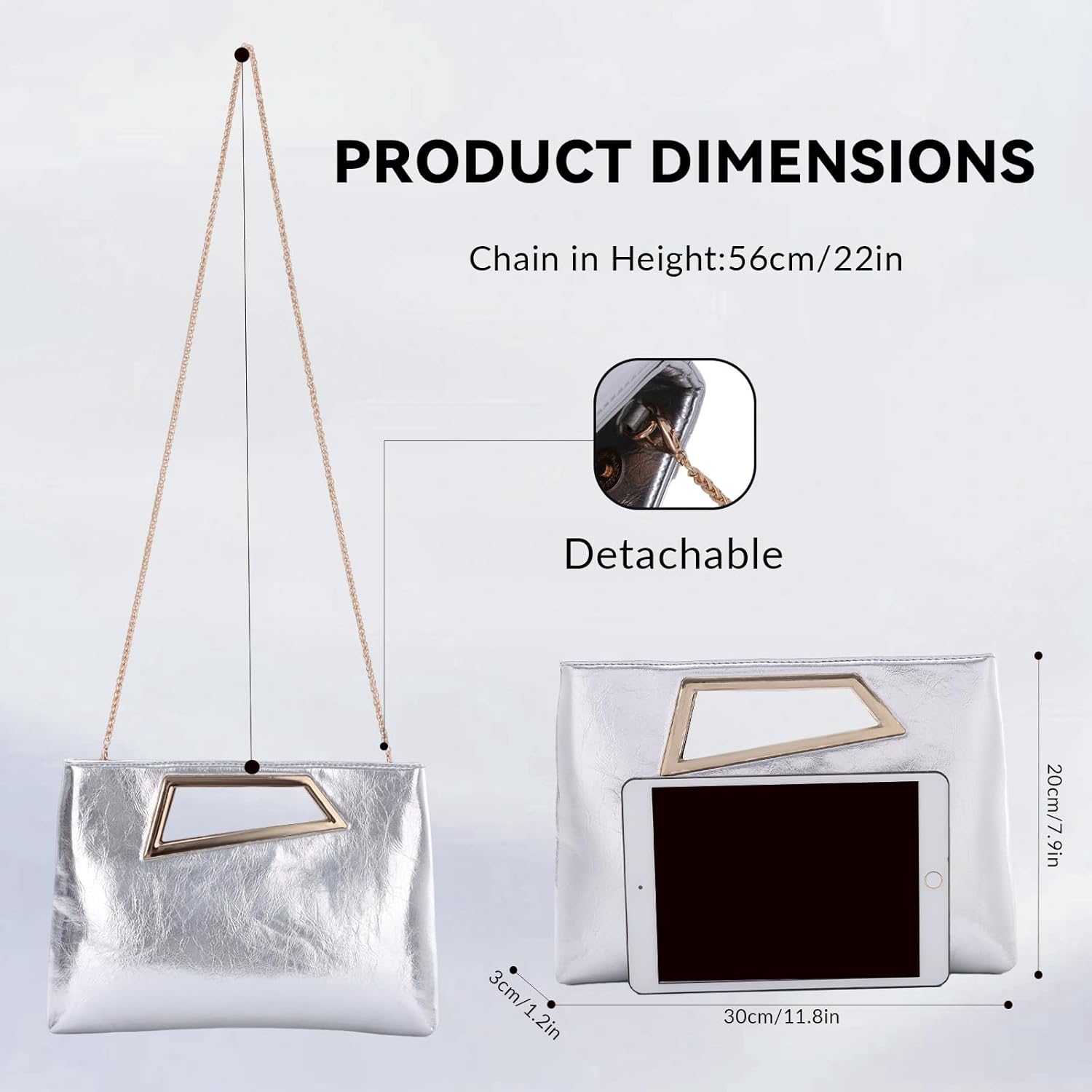 Thumbnail 2 de EVEOUT Damen-Clutch aus Kunstleder mit abnehmbarer Schulterkette (Abendtasche für Hochzeit, Party, Dinner)