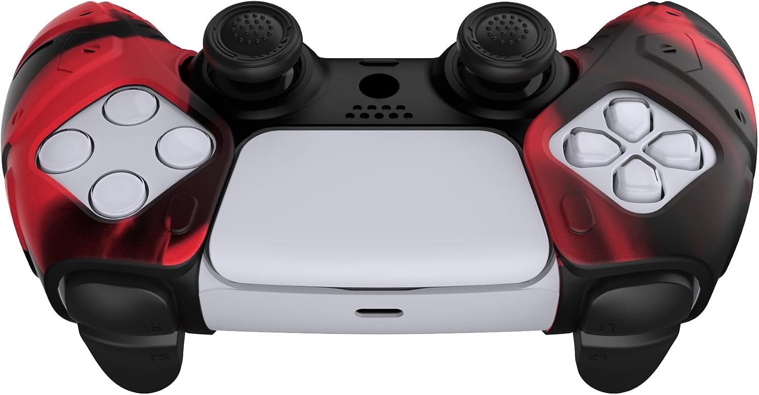 Detalle 2 de PlayVital Mecha Edition Red Black Ergonomic Silicone Case for PS5 Controller