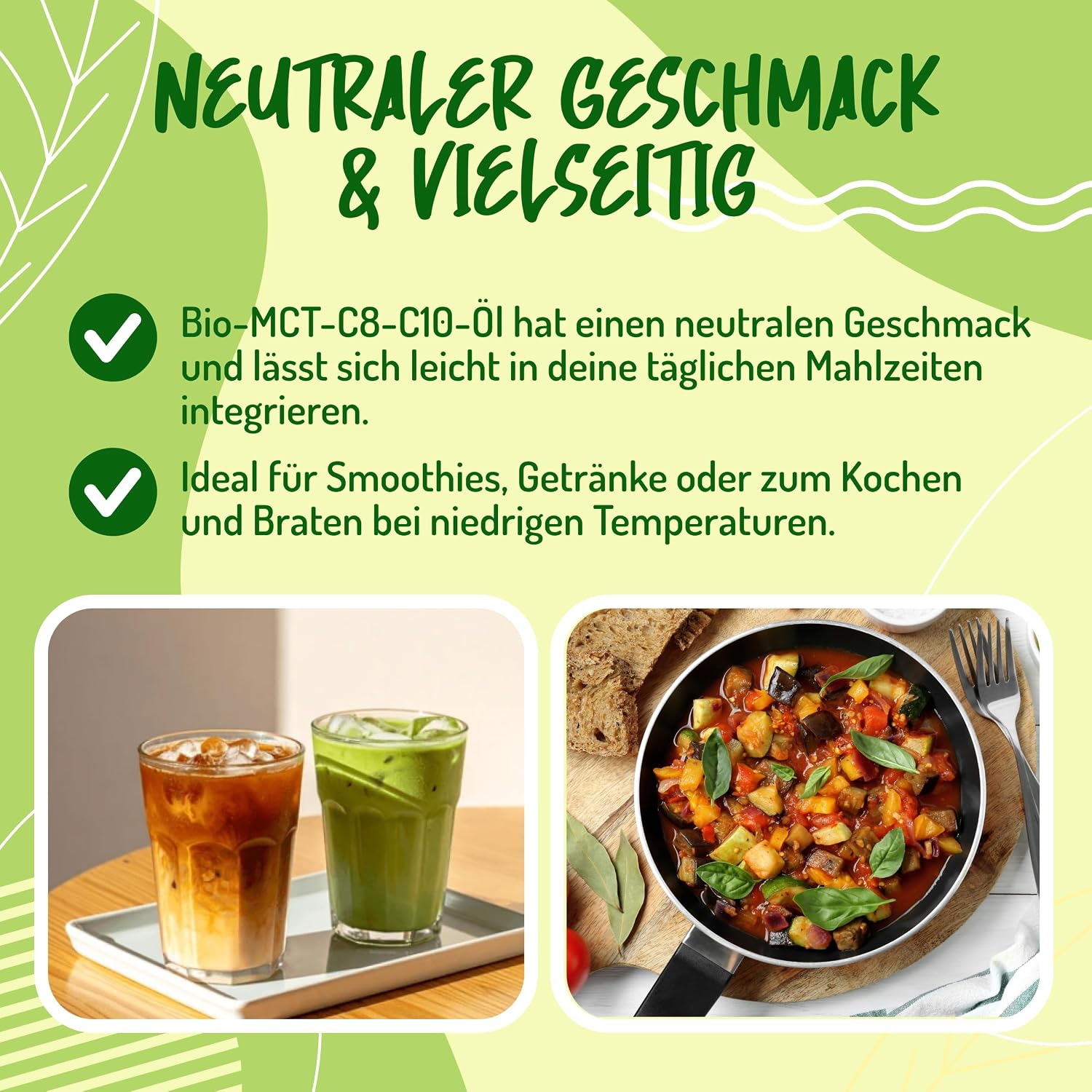 Detalle 2 de MCT Öl Bio – 500ml, kaltgepresst aus Kokosnuss, C8/C10, vegan & glutenfrei