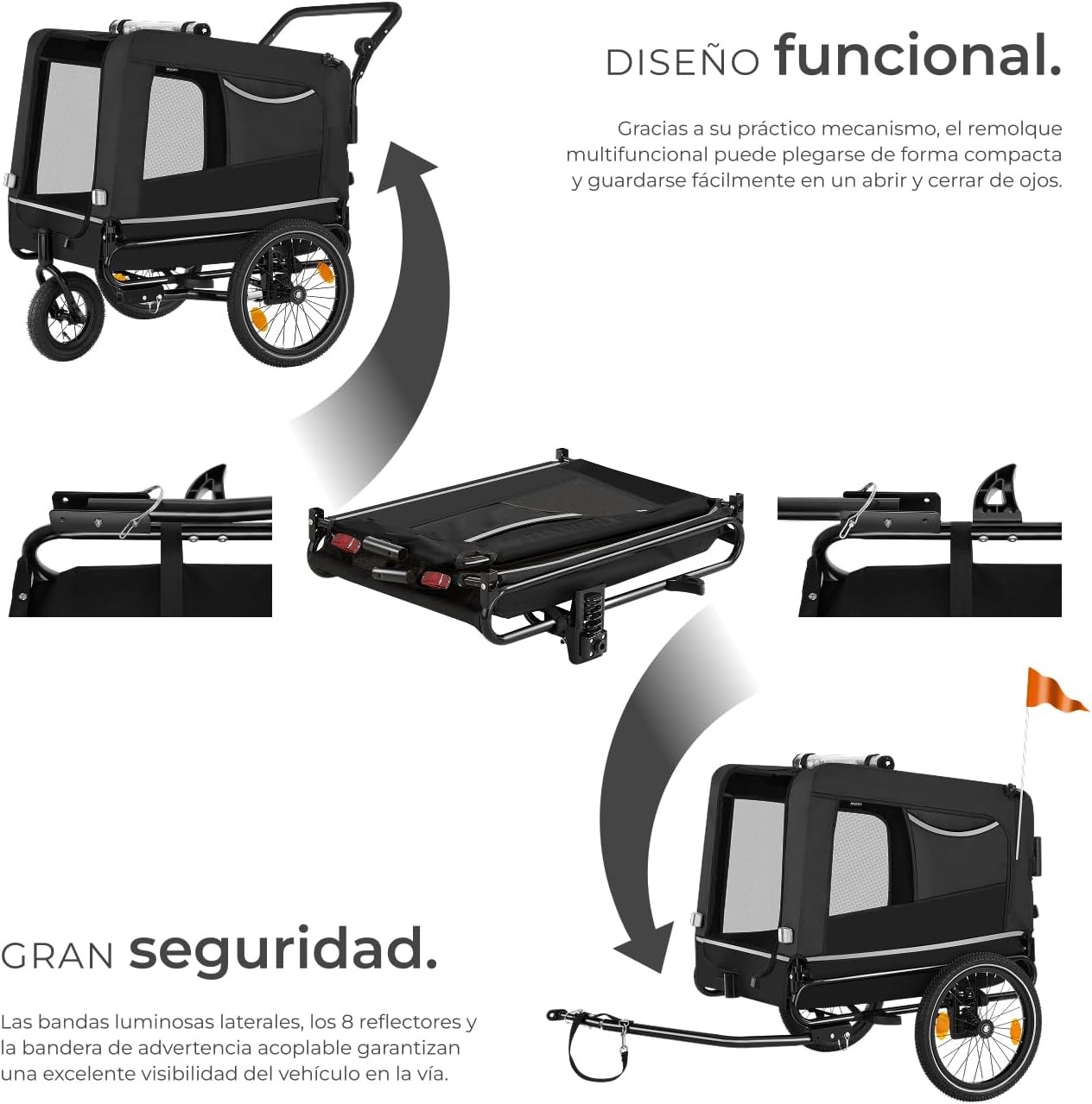 Detalle de tectake Remolque Bicicleta Perros 240L