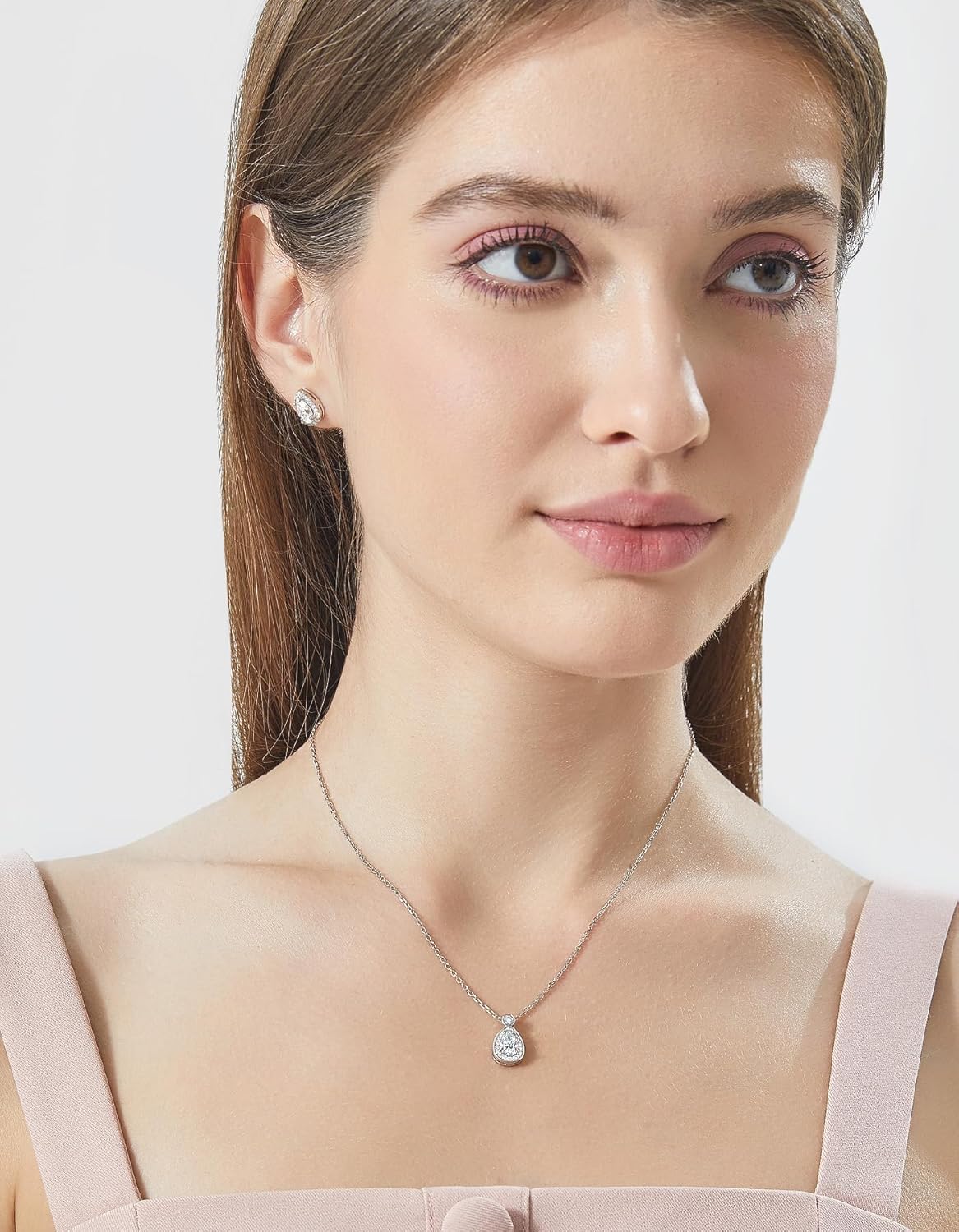 Thumbnail 1 de MomentWish Silberkette Damen 925 mit Anhänger – Moissanite Tropfen (1 Karat) im Silberkettchen inkl. Geschenkbox