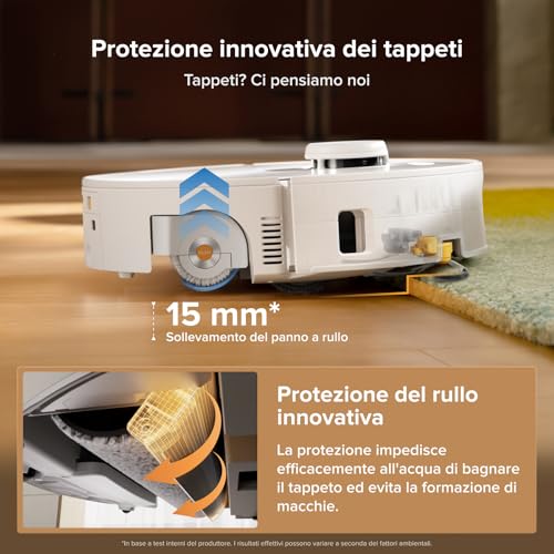 Detalle de roborock Qrevo Curv 2 Flow: Robot Aspirapolvere Lavapavimenti con Panno Autopulente e Rullo