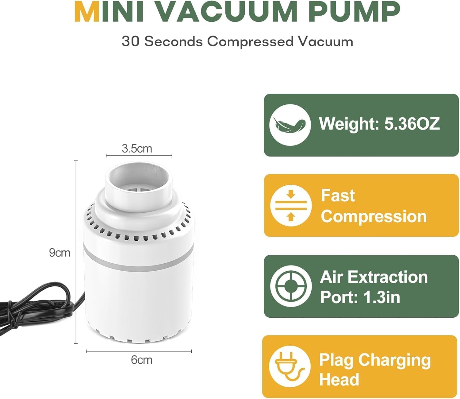 Detalle de Vacbird Pompa ad aria elettrica 30 W per sottovuoto