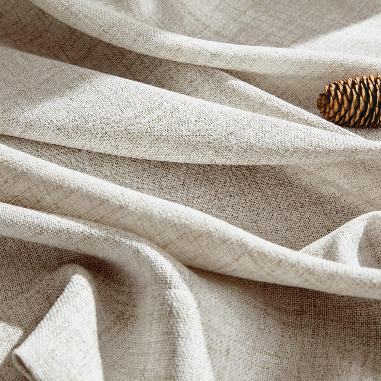 Thumbnail 5 de Melodieux Gardinen mit Kräuselband Beige (Leinen-Optik) – 2er-Set für Schienen, 245 x 140 cm