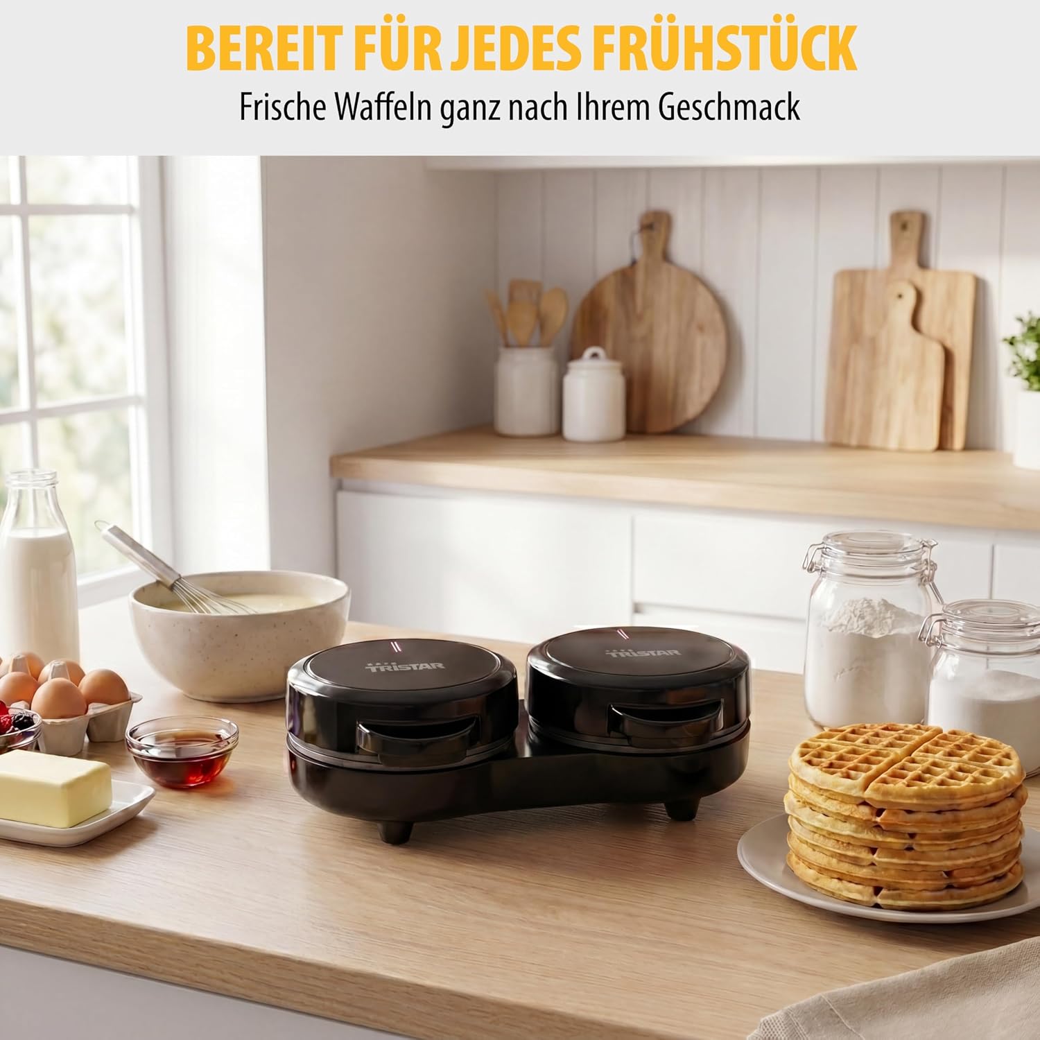 Detalle de Tristar Doppel-Mini-Waffeleisen WF-2115 – 2 Waffeln pro Durchgang, 1100 W Leistung