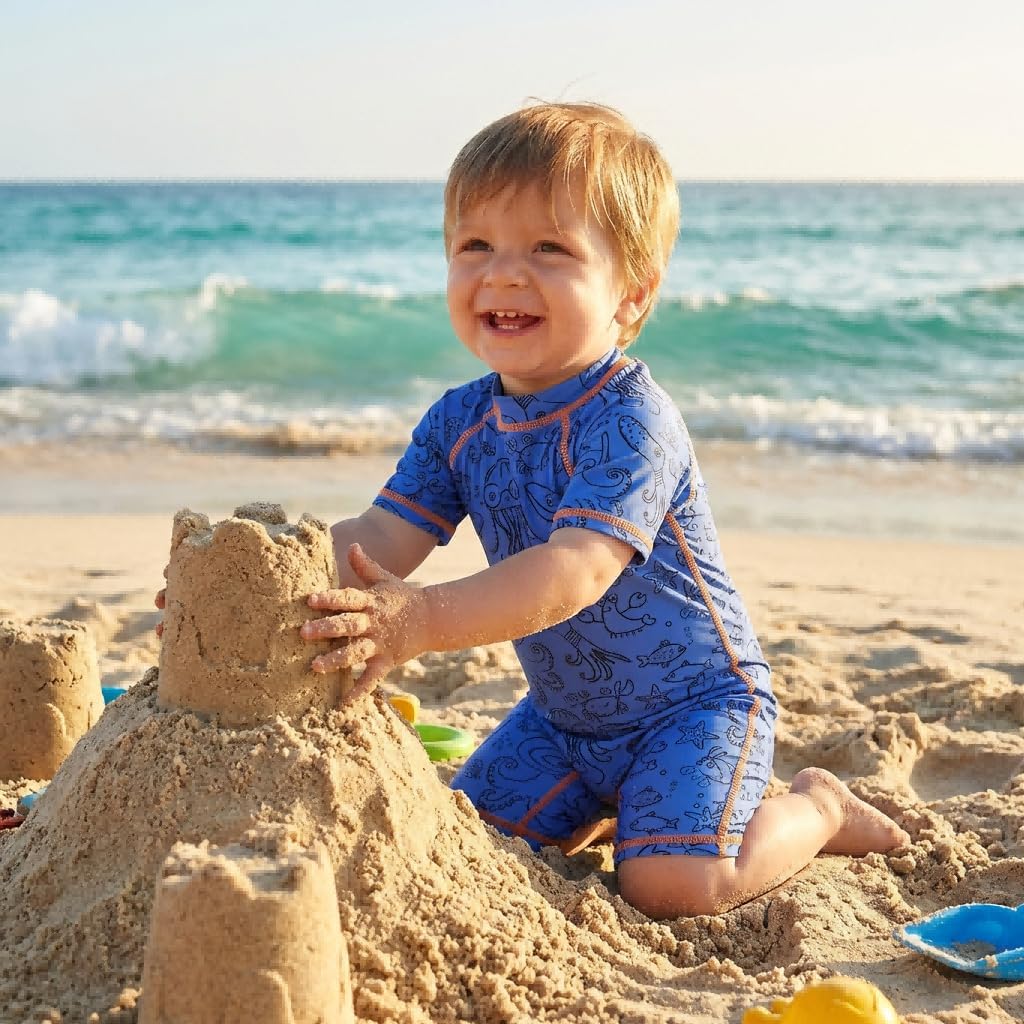 Thumbnail 5 de BONVERANO Badeanzug für Baby/Junge mit UV-Schutz 50+, Reißverschluss, Marine Blau – Größe 2–3 Jahre
