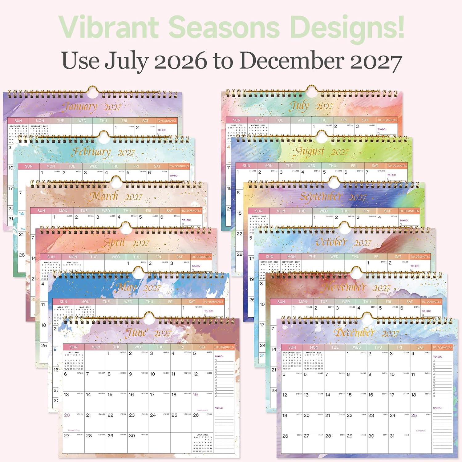 Thumbnail 4 de Lbylyhxc Colorful 2026–2027 Wall Calendar, 18 Months, 11" x 8.5