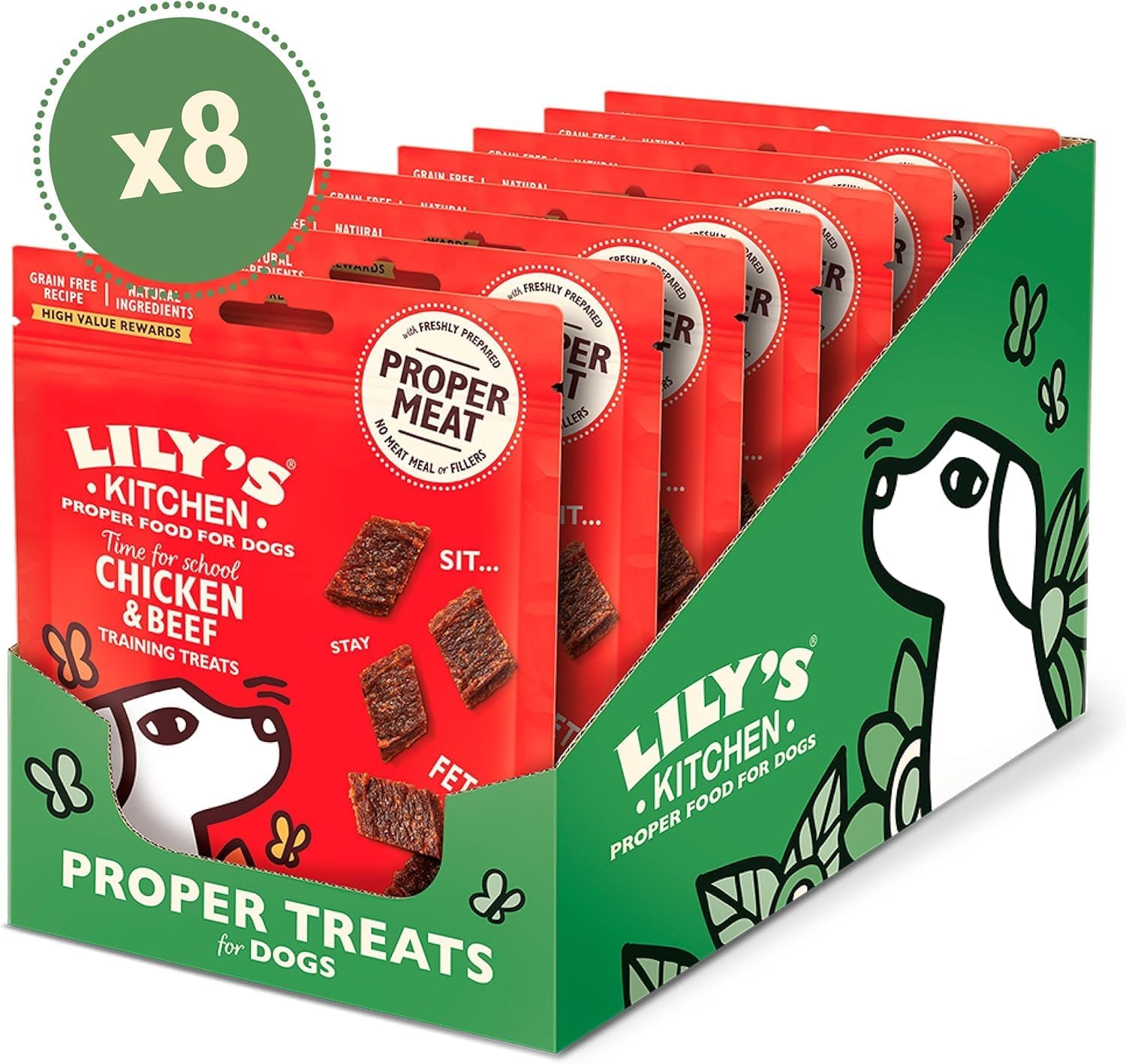 Detalle 2 de Lily’s Kitchen Leckerlis mit natürlicher Zutatenauswahl – 8 x 70 g, Huhn & Rind