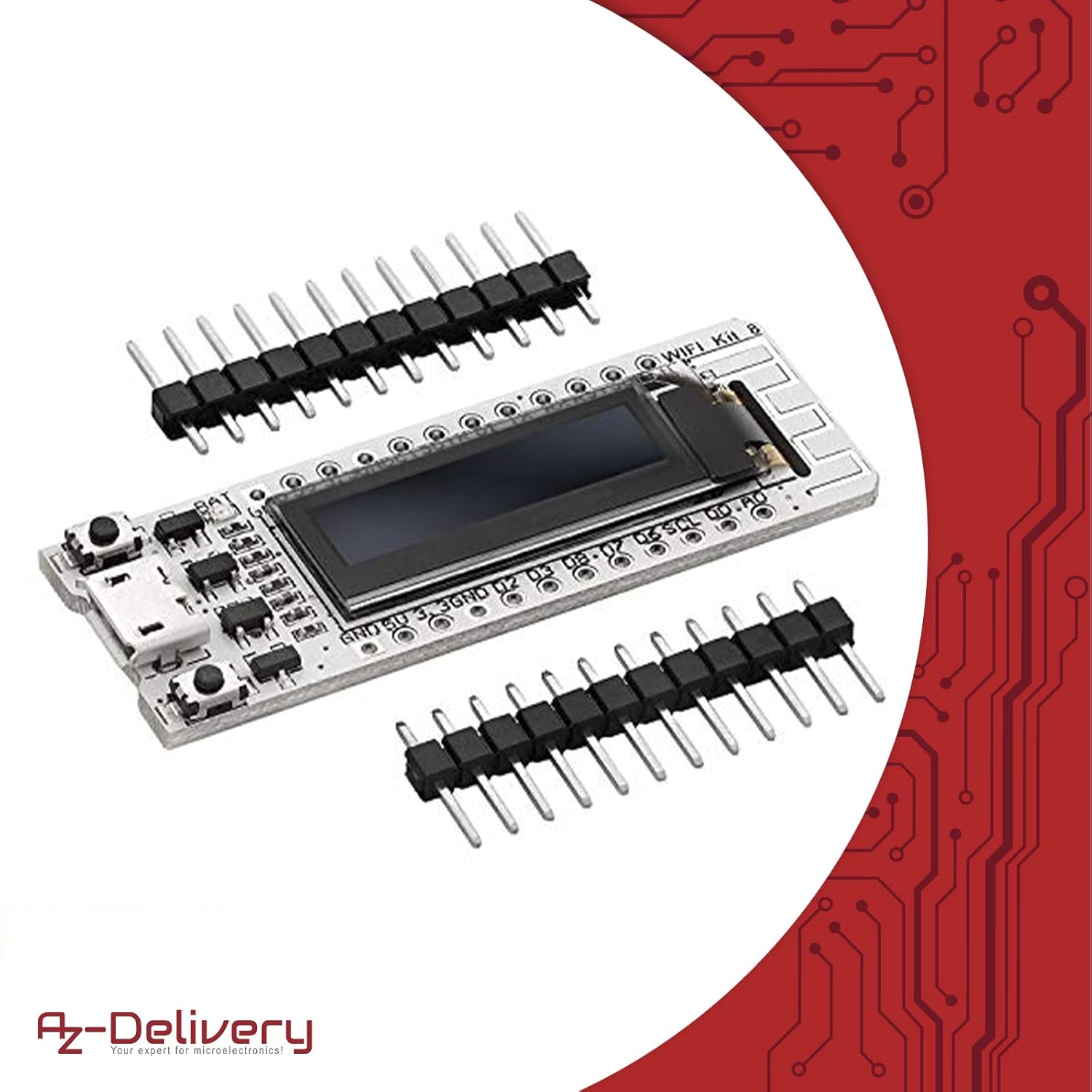 Thumbnail 3 de AZDelivery NodeMCU ESP8266-12F Heltec avec écran OLED et CP2102 pour projets WiFi (compatible Arduino)