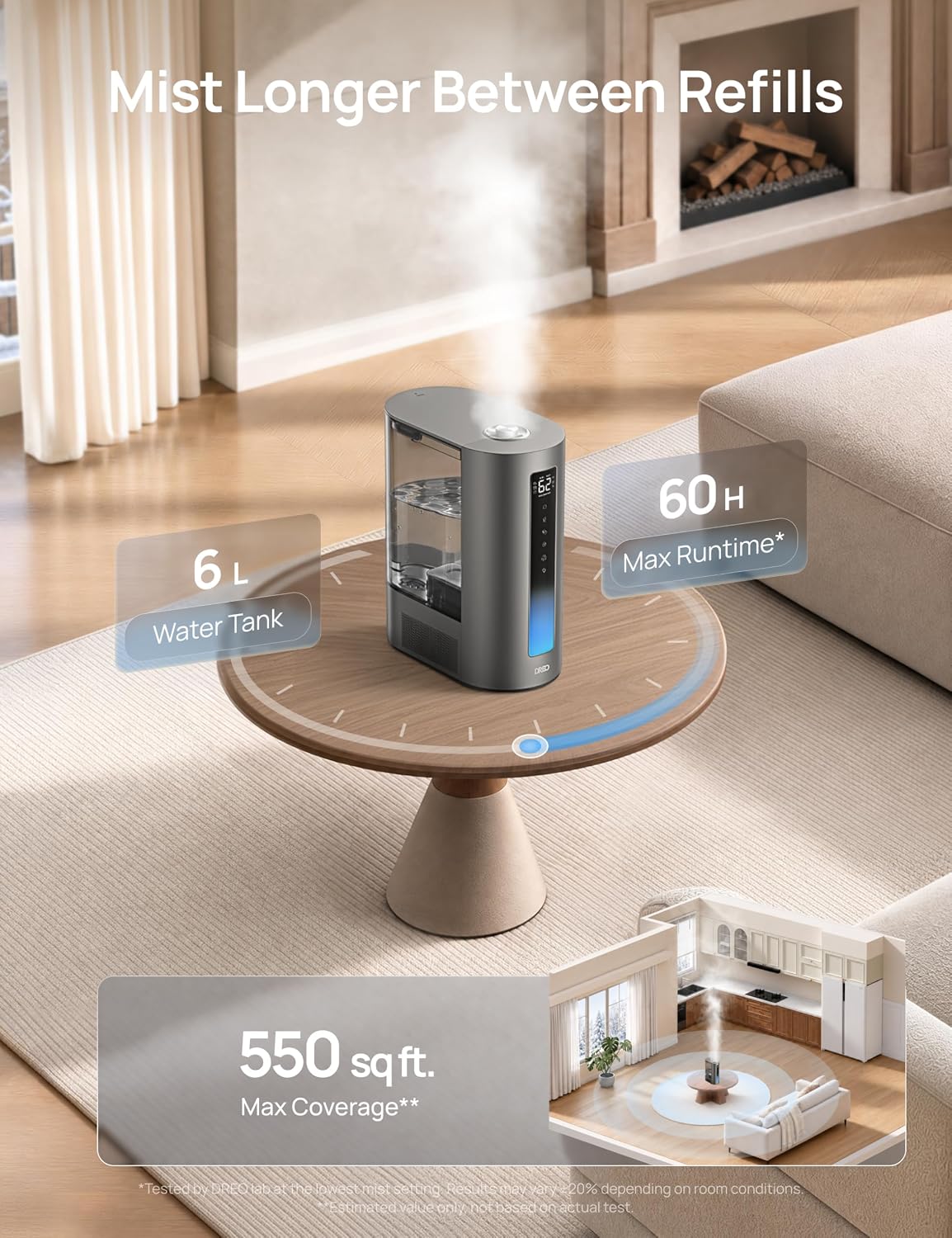 Detalle de DREO DR-HHM003S silver Smart Humidifier, 6L Warm and Cool Mist