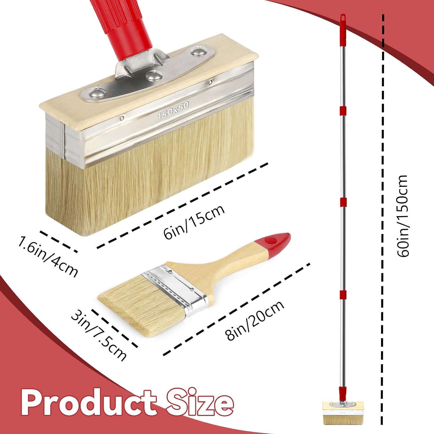 Thumbnail 3 de 60in Deck Brush with Long Handle 6in Decking Paint Brush