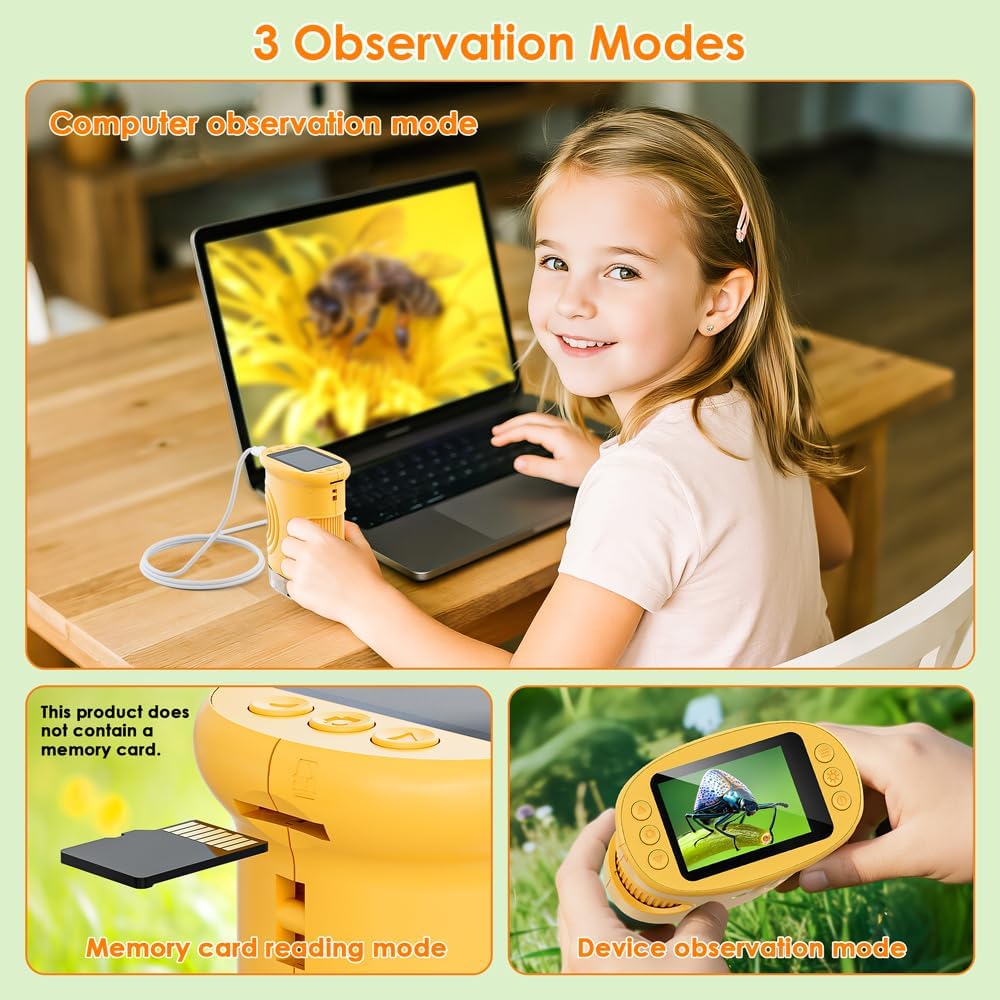 Thumbnail 6 de Temodu Kids Microscope 2.0" Screen 1000X Digital Microscope (Pocket Handheld) — Yellow, Ages 4–12