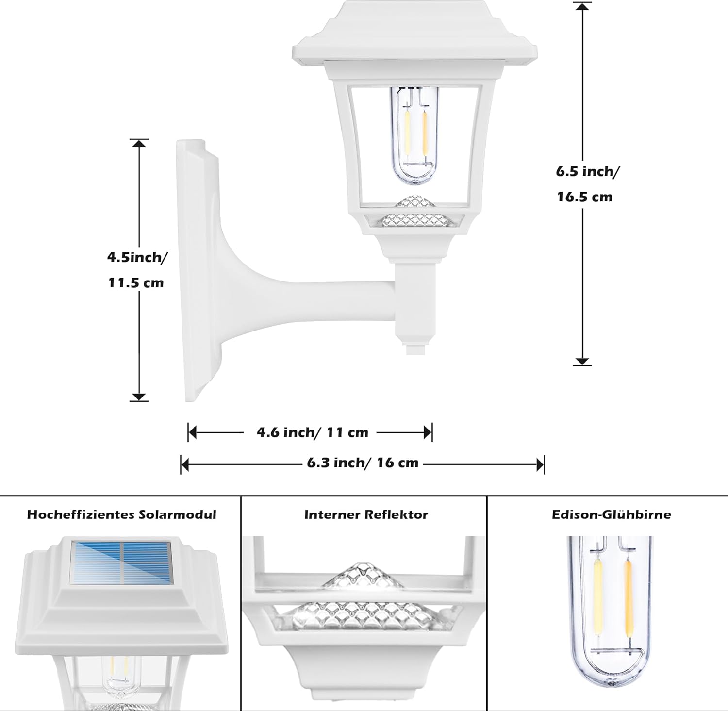 Thumbnail 3 de LeiDrail Solar Fence Lights (4 Pack): Outdoor Wall Lights with 360° Glow and Edison‑Style Modes