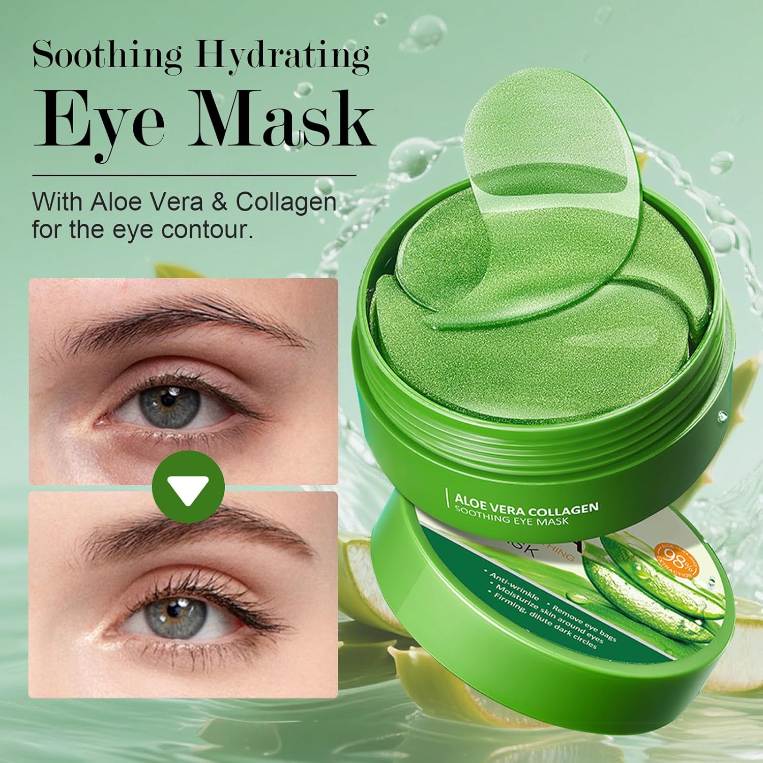 Thumbnail 1 de AONAT 60 pezzi maschera occhi all’aloe vera con collagene: patch per borse, occhiaie e anti-age