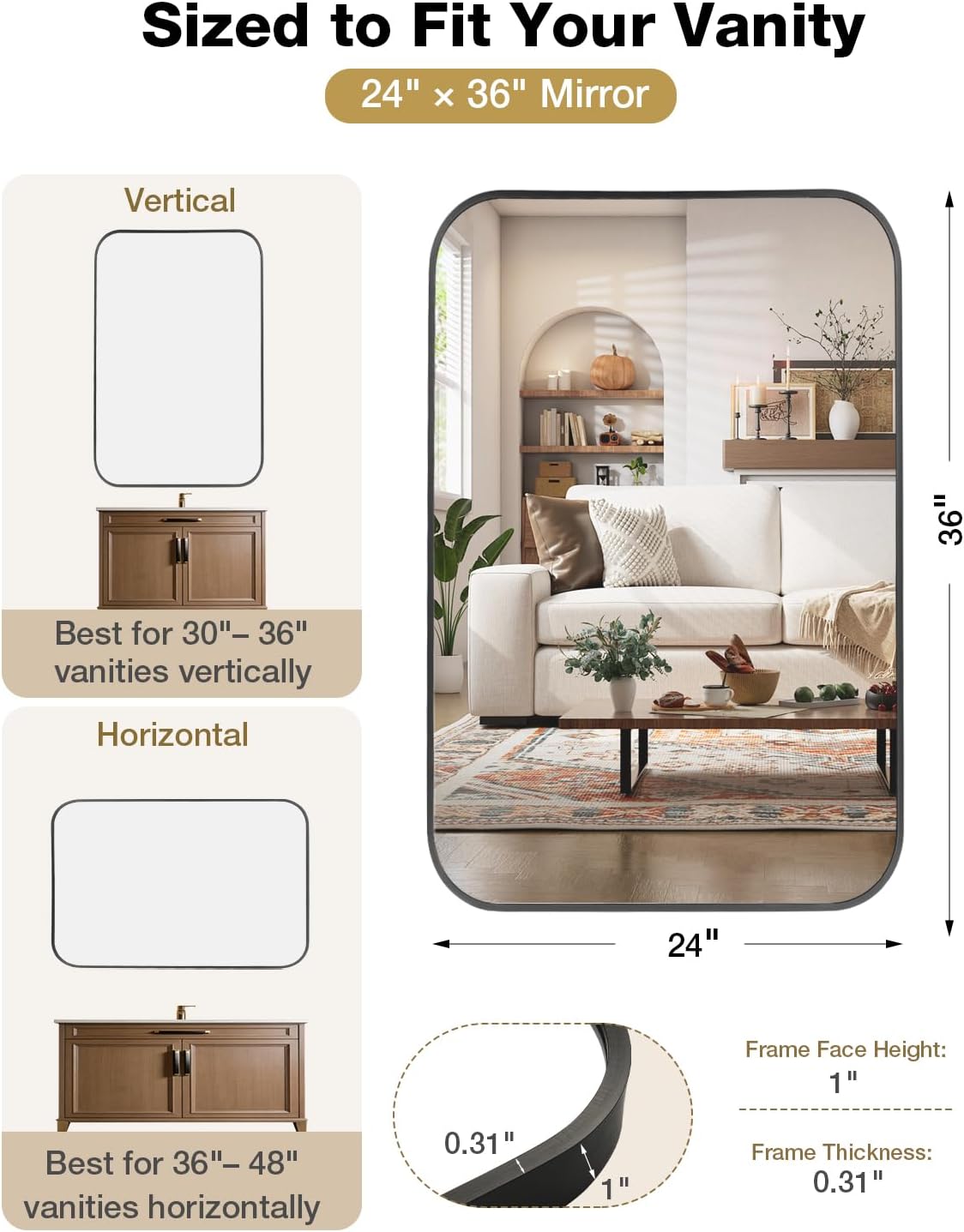Detalle de Umzodo Bathroom Mirror 24 x 36 in.