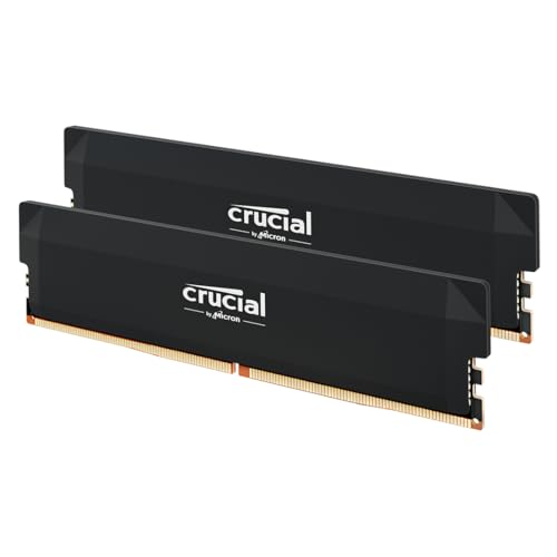 Crucial Pro DDR5 RAM 32GB Kit (2x16GB) 6000MHz CL36 – Übertaktungsfreudig, Intel XMP 3.0 / AMD Expo, Schwarz