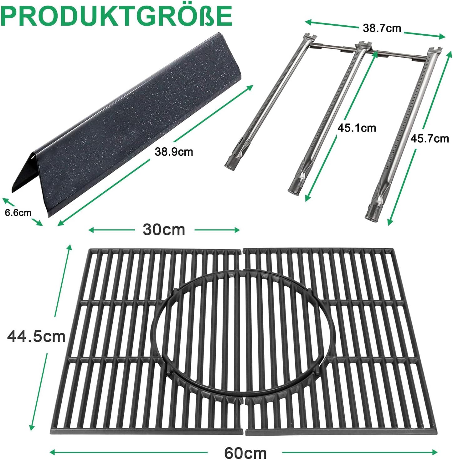 Detalle 2 de Grill Ersatzteile für Weber Spirit 300 Series (vordere Brennerknöpfe) – Flavorizer Bars, Brennerrohr & Gusseisen-Grillrost