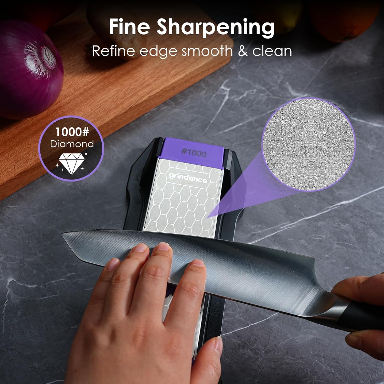 Thumbnail 6 de Grindance 3-Sided Diamond Sharpening Stone, 400/1000/8000 Grit with Angle Guide
