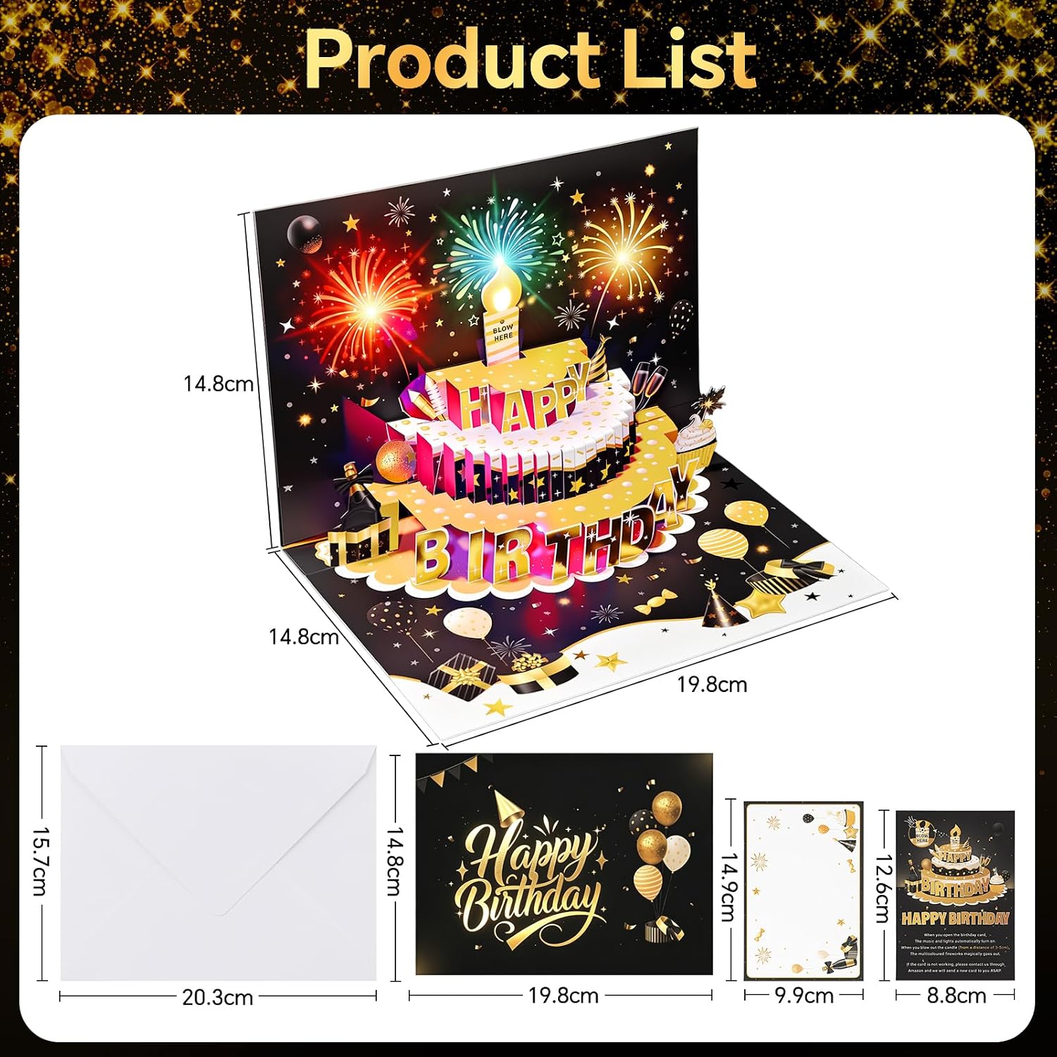 Detalle de Yinqing Birthday Cards 3D Pop Up with Music & Light