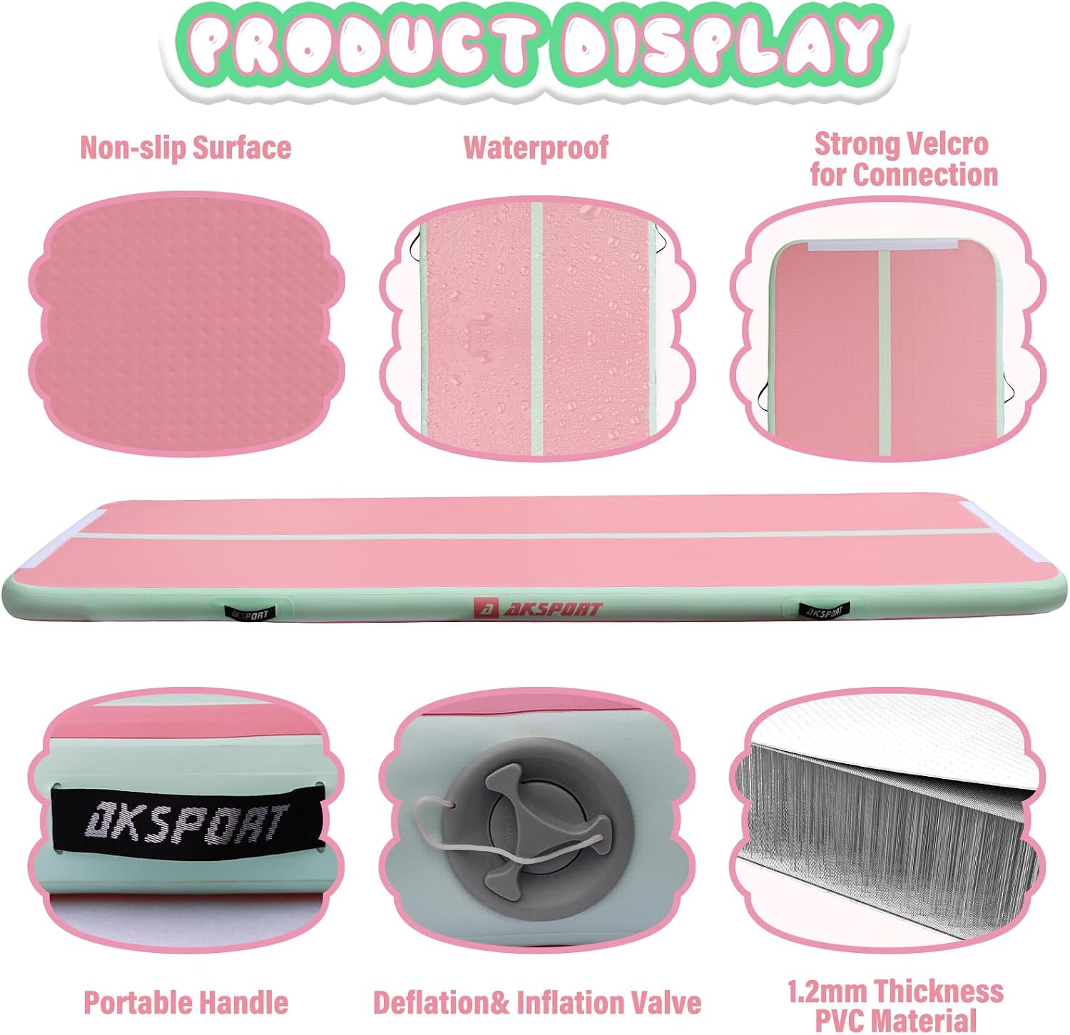 Thumbnail 4 de AKSPORT Inflatable Gymnastics Mat Tumble Track (10ft–23ft) with Air Pump