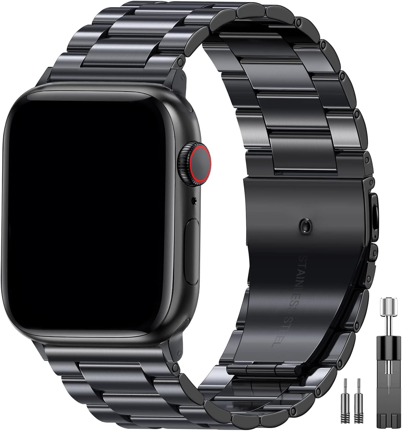 Detalle de OULUOQI stainless steel replacement watch band for Apple Watch (compatible 38–49mm, Series 1–11, SE/Ultra/3)