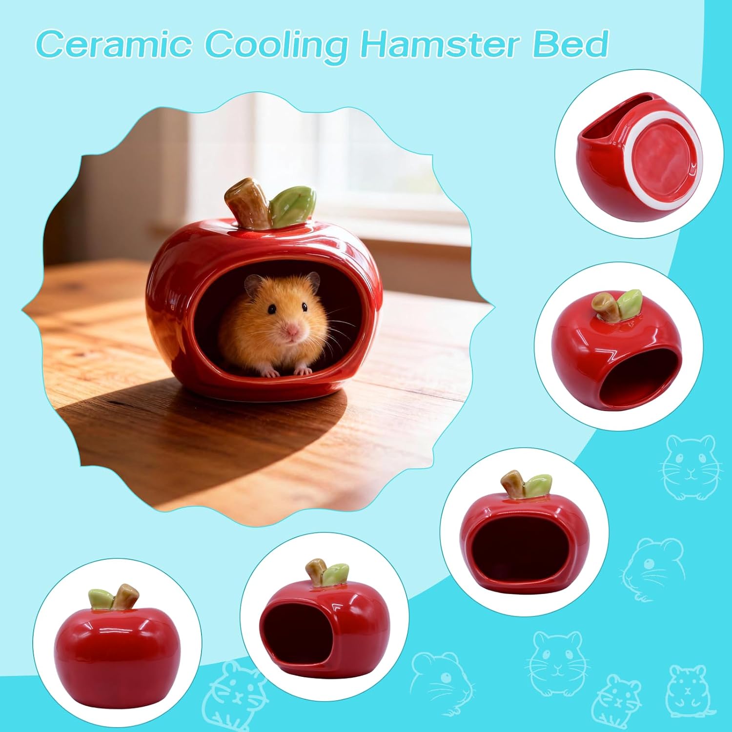 Thumbnail 3 de MC MEICHUANG Apple-Shaped Ceramic Hamster Hideout