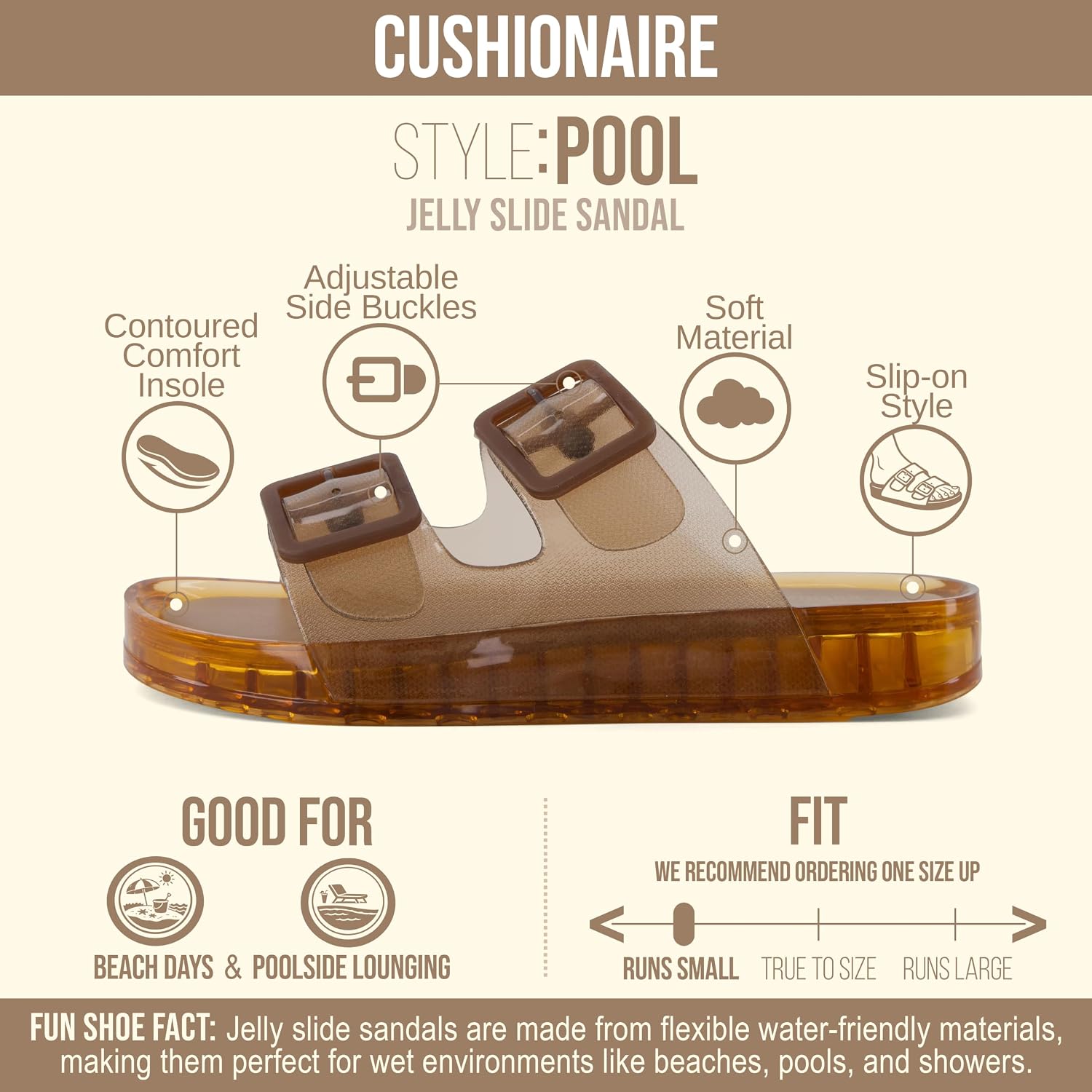 Thumbnail 3 de CUSHIONAIRE Pool Slides Waterproof Adjustable Double-Buckle Sandals
