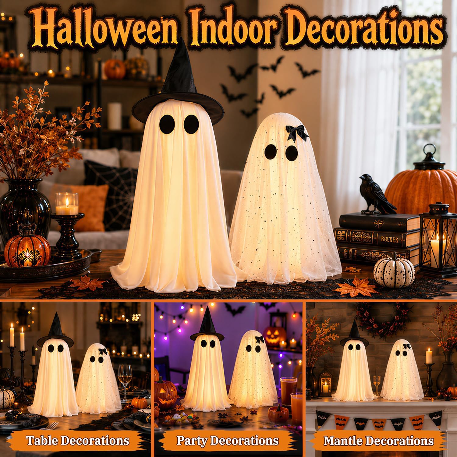 Thumbnail 6 de Light-Up Ghost Halloween Decorations, 2-Pack