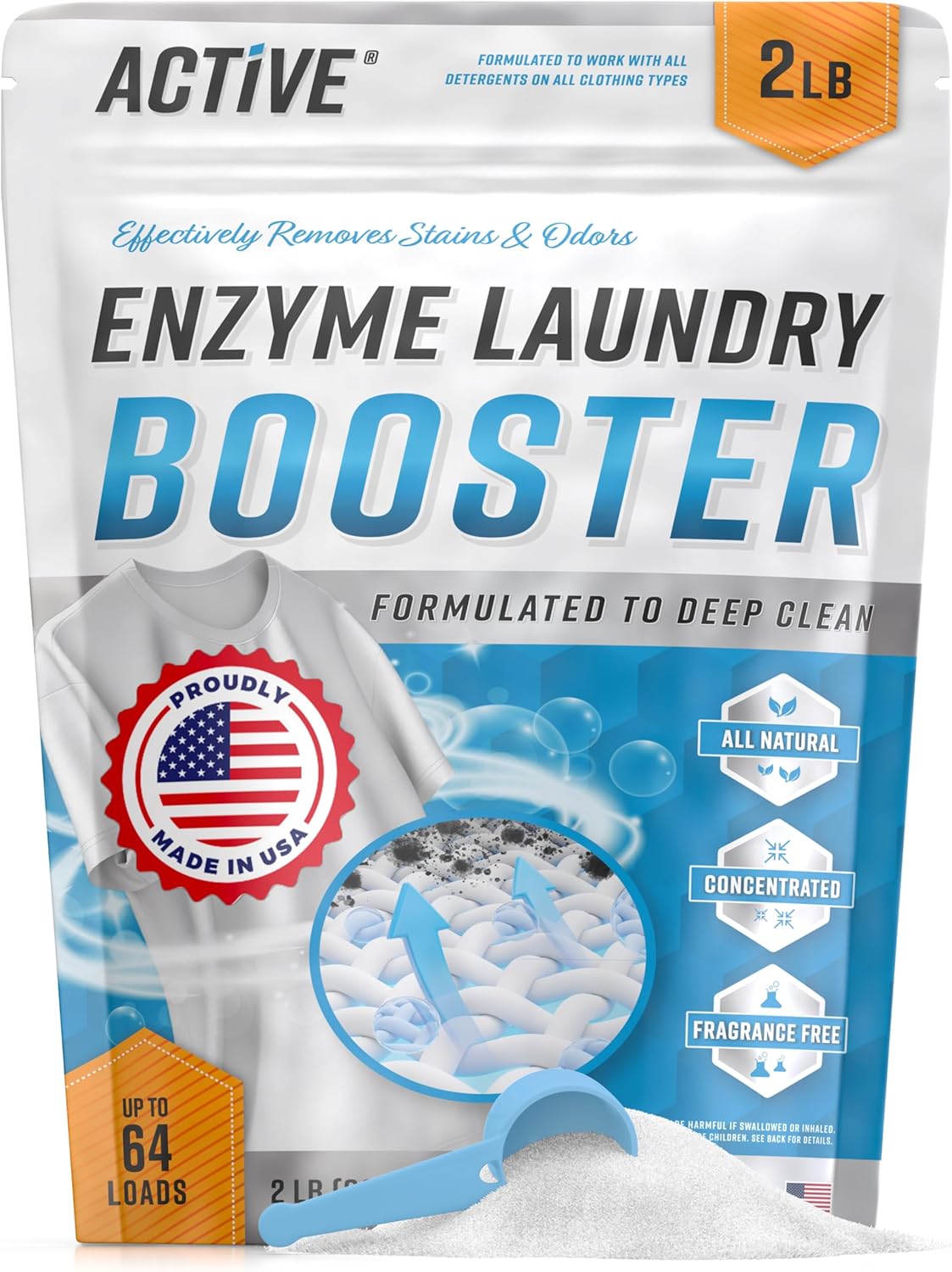 ACTIVE Enzyme Laundry Booster Odor Remover – 2 lbs Unscented